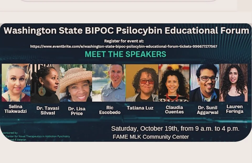 Washington State BIPOC Psilocybin Educational Forum ✨🙌🏾🍄‍🟫
Thank you for the inspiring invitation! Loved seen dear new and old friends. An honor to be part of these line up! Thank you @culinarydoc 
**********
The study and use of psilocybin