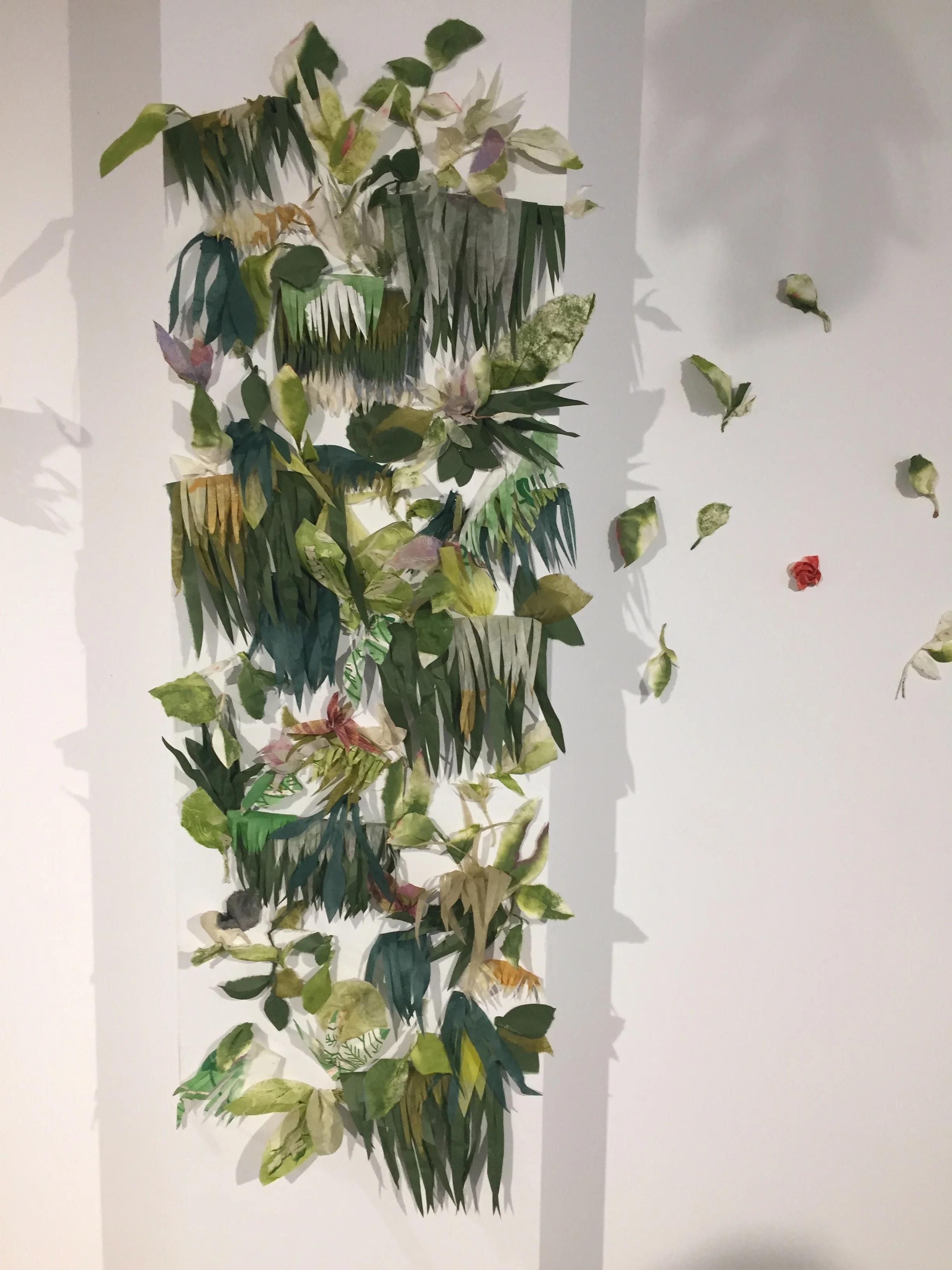 living wall of cut washi