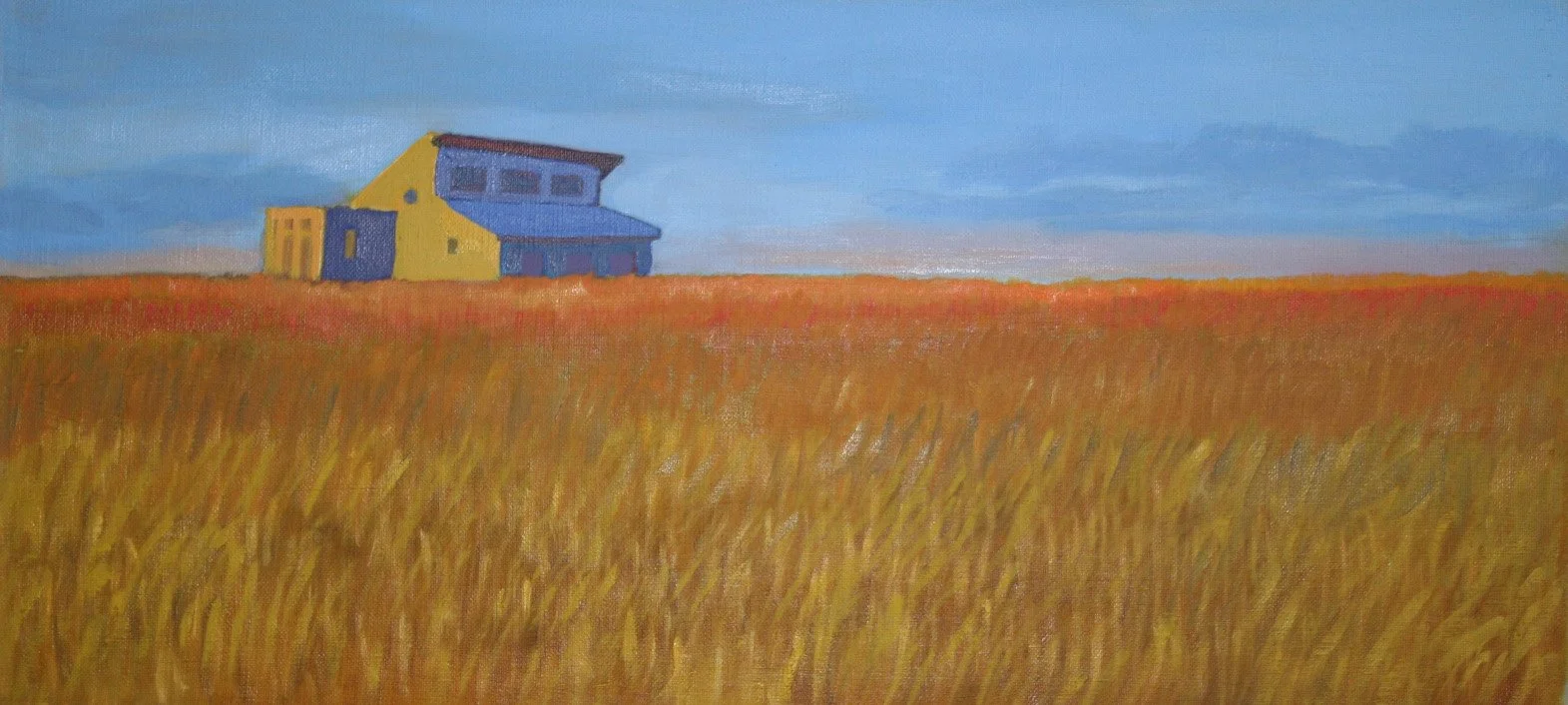 Prairie House Study III, oil on paper, 11" x 24"