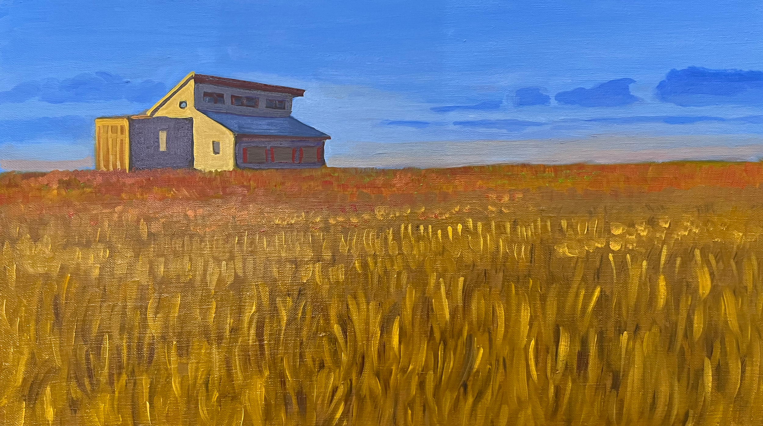 Kathleen’s Prairie House, 2023, oil on linen, 14” x 24”
