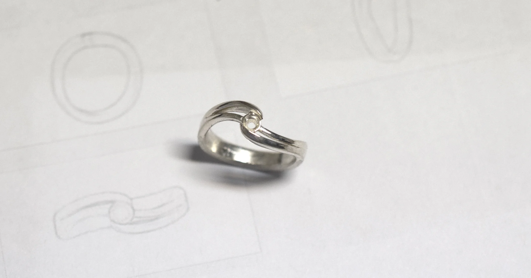 The silver draft on the design layout.