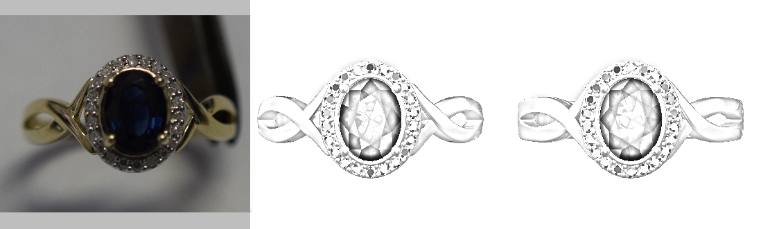 Left to right: Original ring, approved layout, rejected wider band.