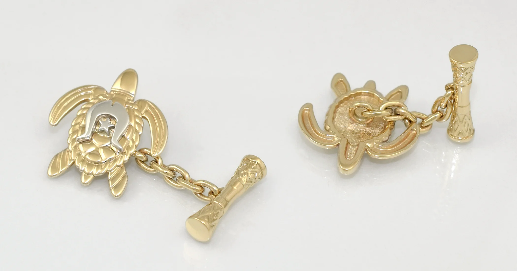 Waru (Turtle) and Warup (Drum) cufflinks