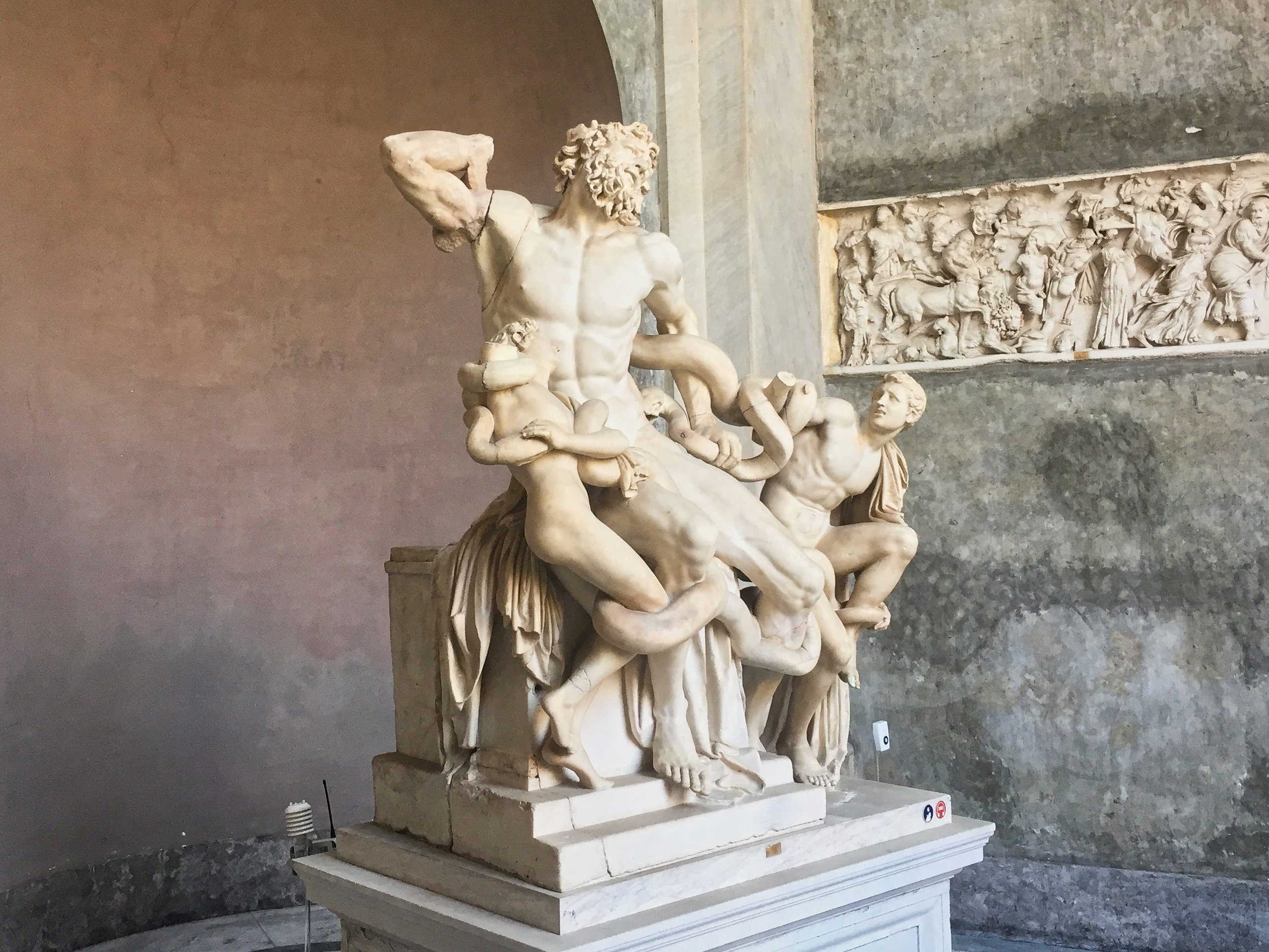  Tour guide told us many of the statues were very old but replicas all the same of originals. This is the Trojan priest Laocoön and his two sons losing a battle to the death with two sea serpents. 