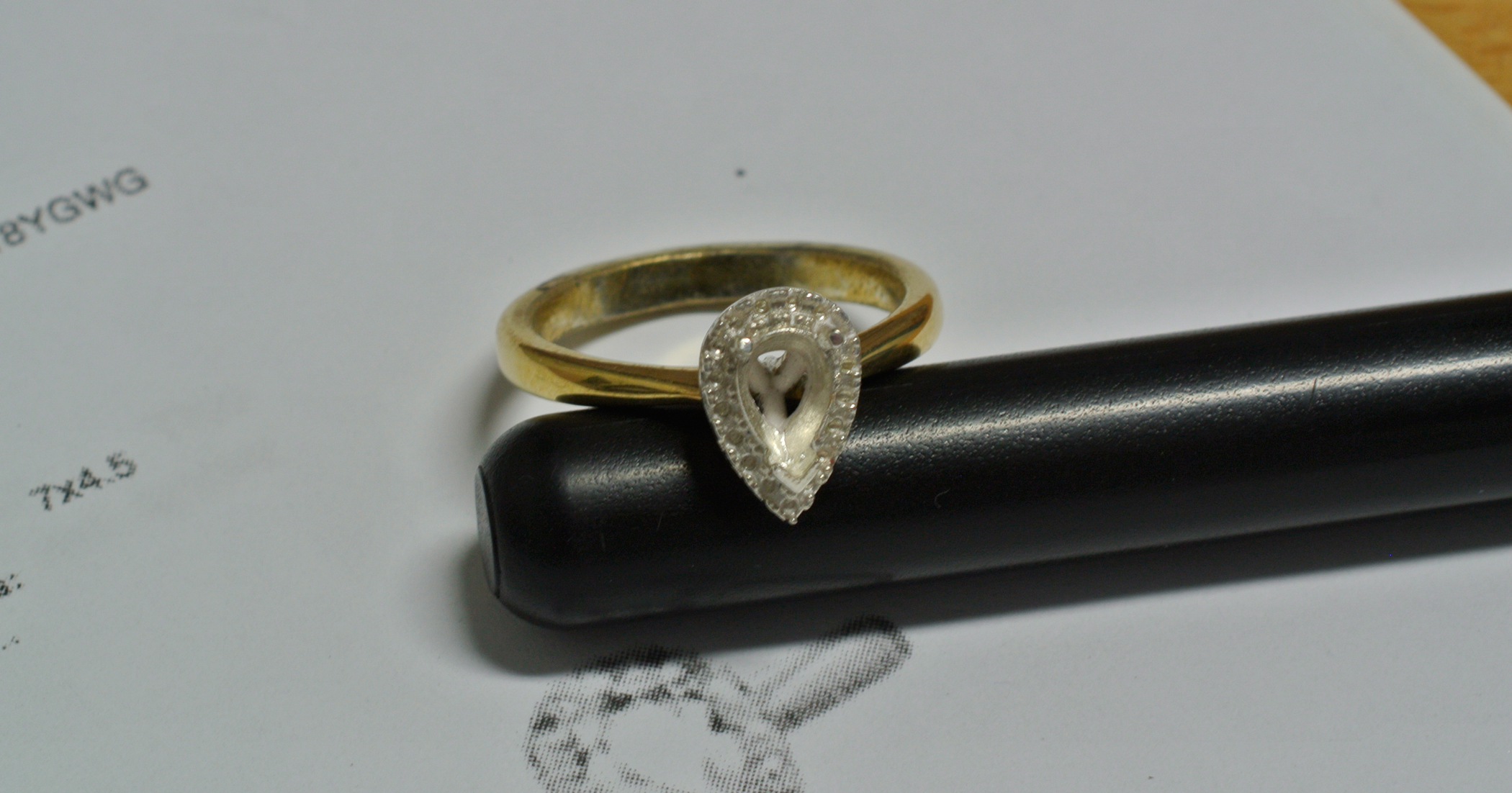  The draft ring made in Sterling Silver with the band gold plated. 