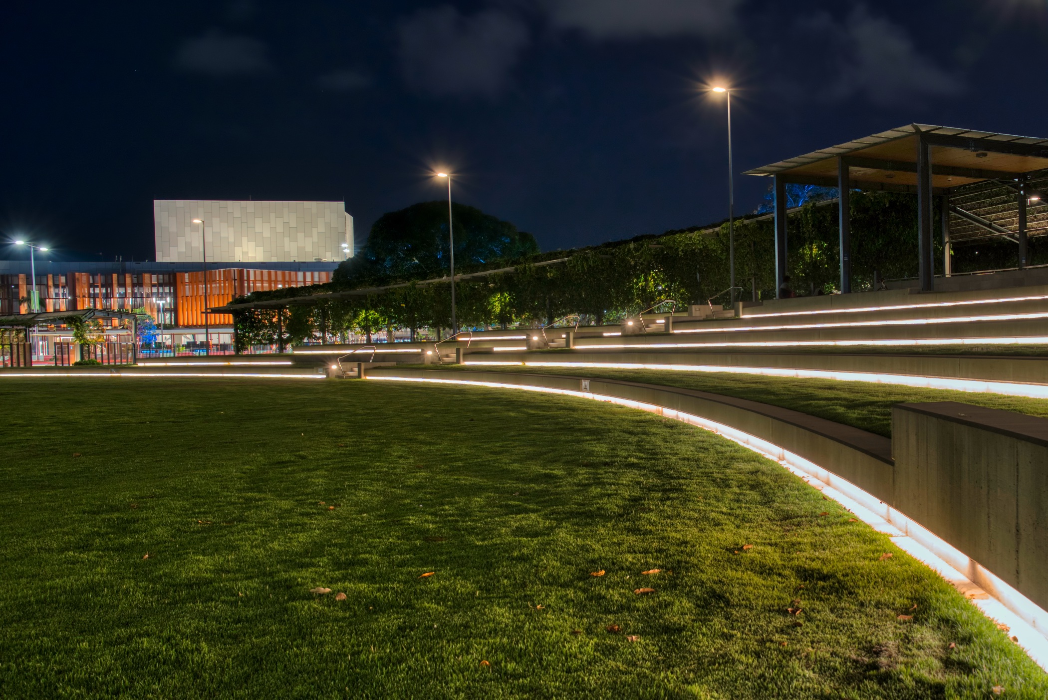 At the end of the seating area you can see the Cairns Performing Arts Centre across the road.
