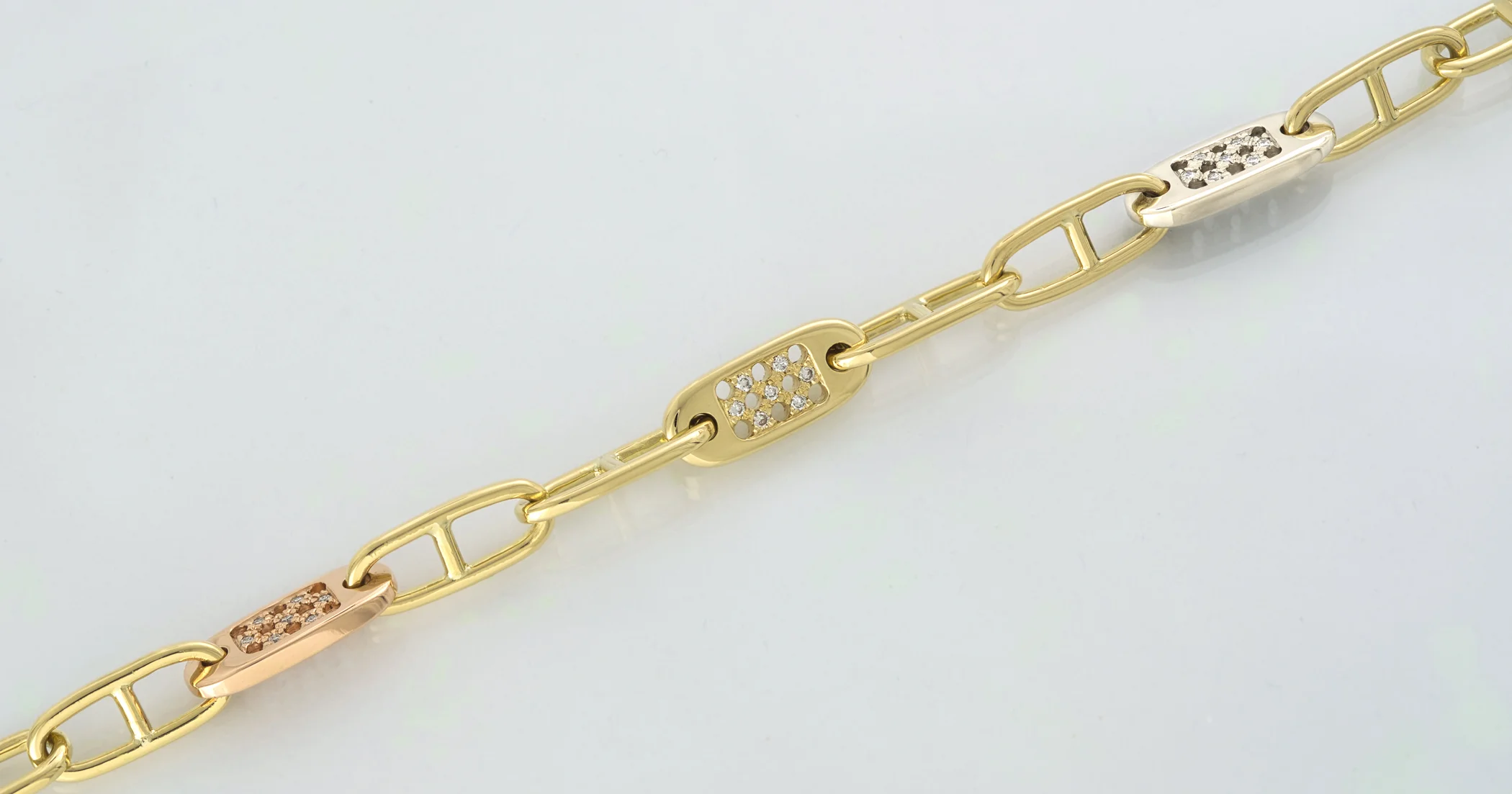 The rose and white gold honeycombe links added