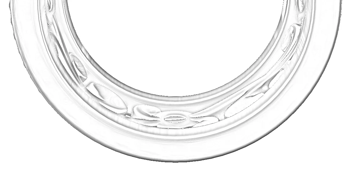 The two narrow outer edges bordering the centre scroll.