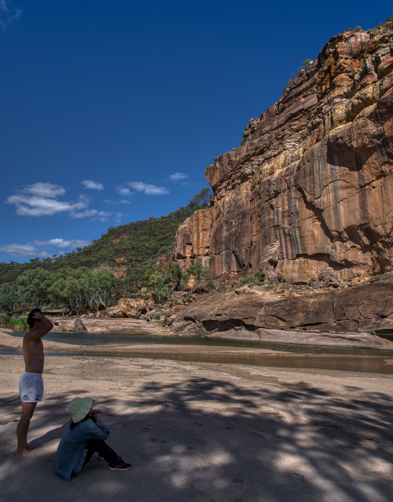My son and wife enjoying the view from the shade.