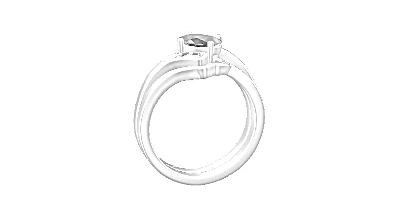 With nowhere to go under, the wedding ring would have to around the engagement ring.