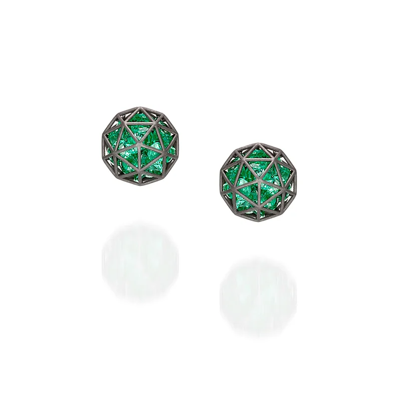 Emerald Decagon Studs