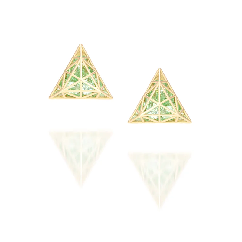 Mint Garnet Triangle Studs