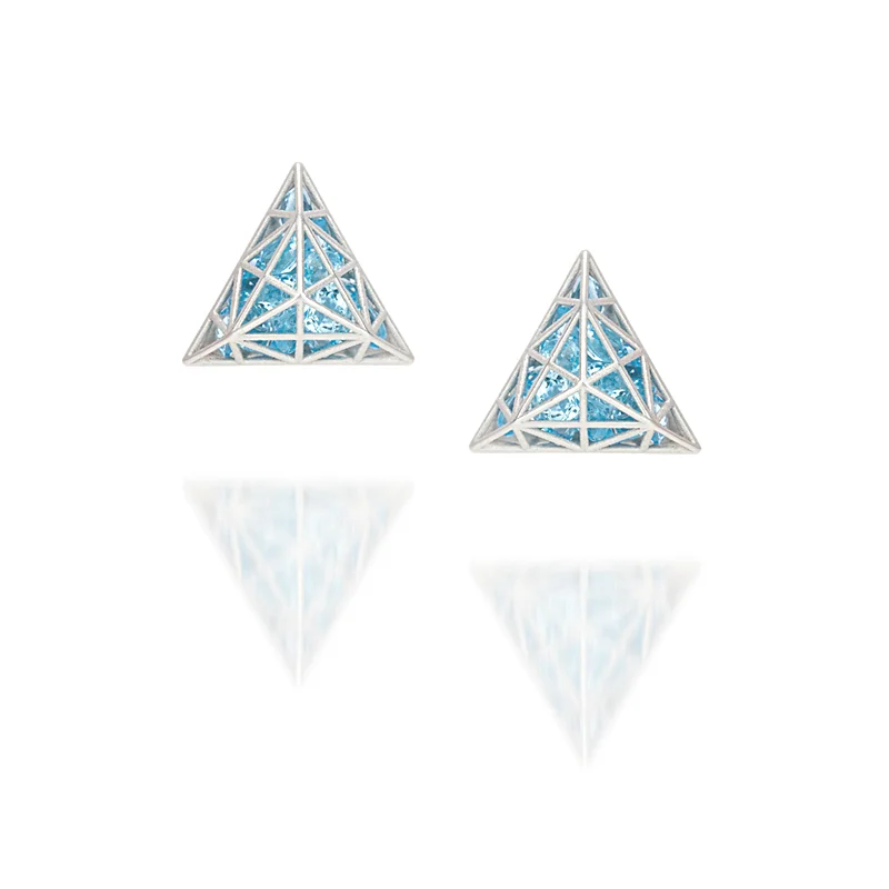 Blue Topaz Triangle Studs