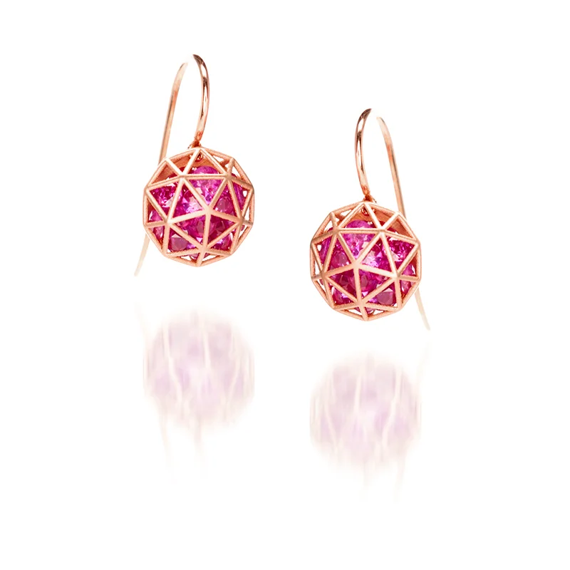 Ruby Decagon Drop Earrings