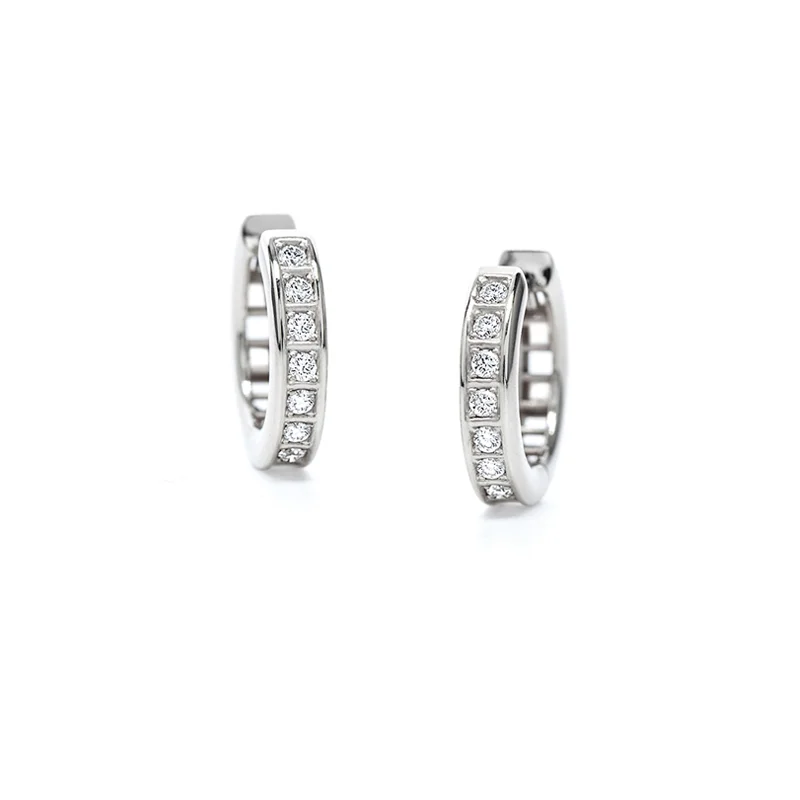 Half-Full White Diamond Petite Hoops
