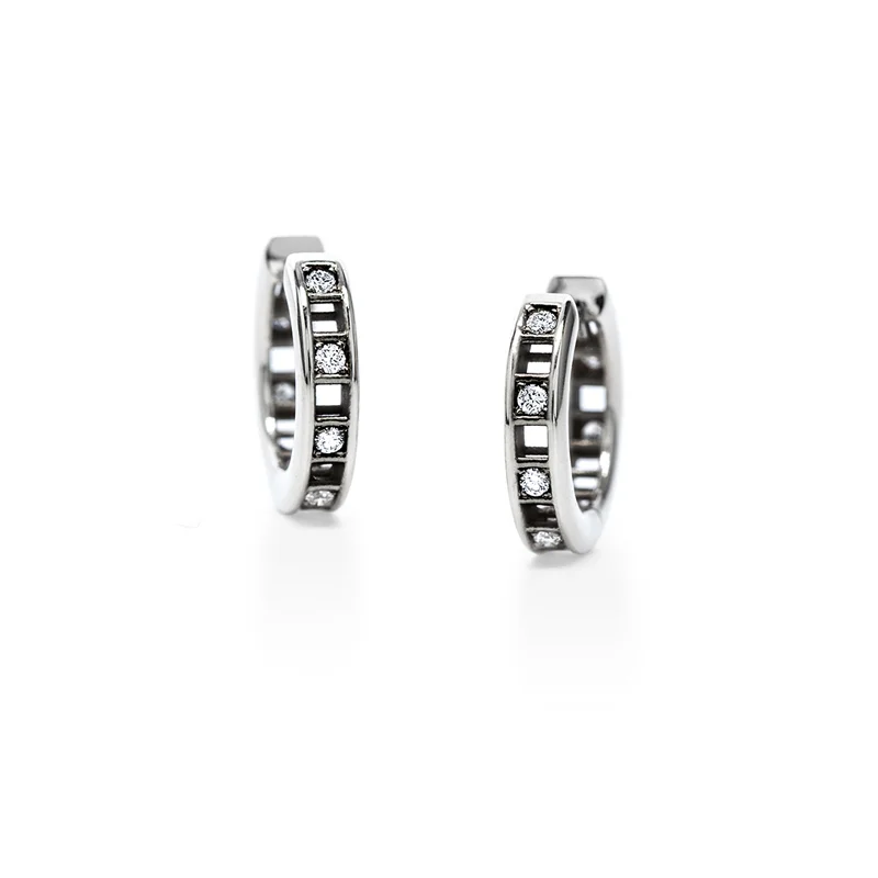 Open-set White Diamond Petite Hoops