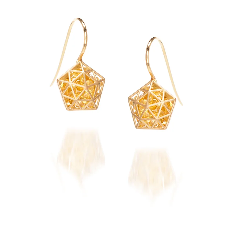 Yellow Sapphire Pentagon Drop Earrings