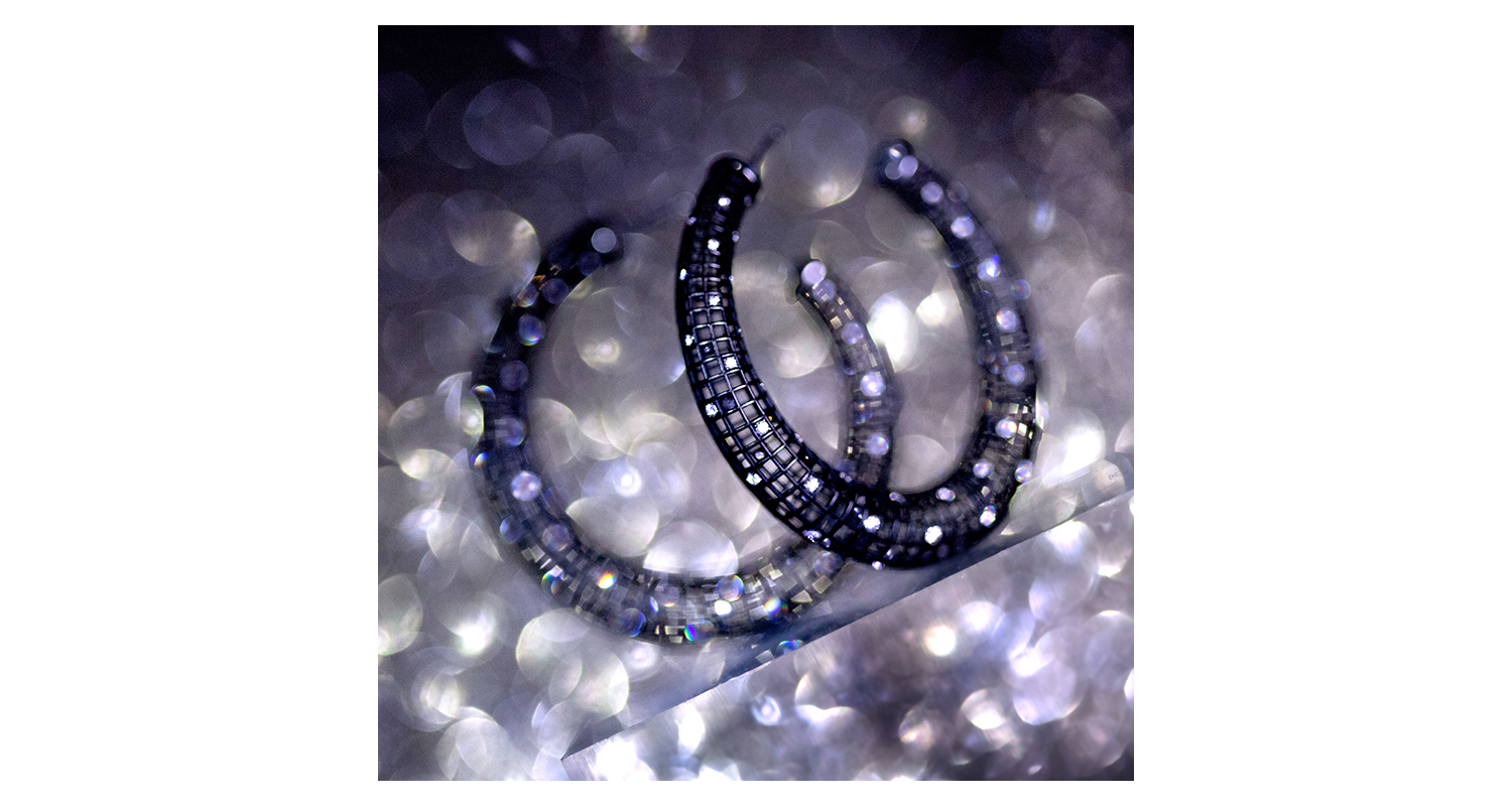 Pixel Dust crescent hoop earrings