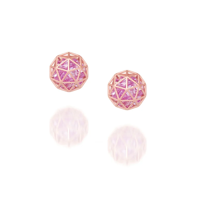 Pink Sapphire Decagon Studs