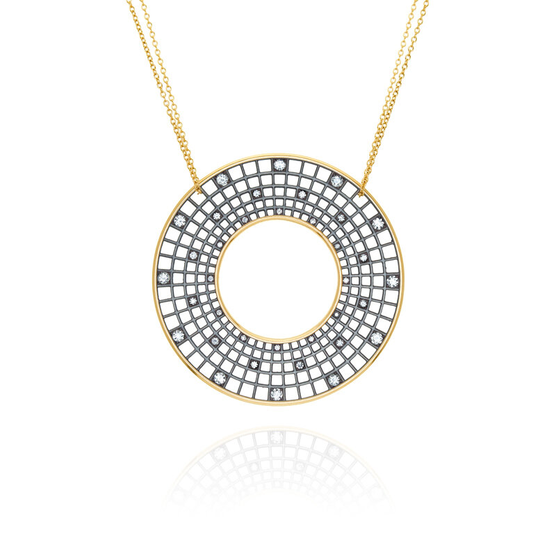 Pixel Dust White Diamond Halo Pendant