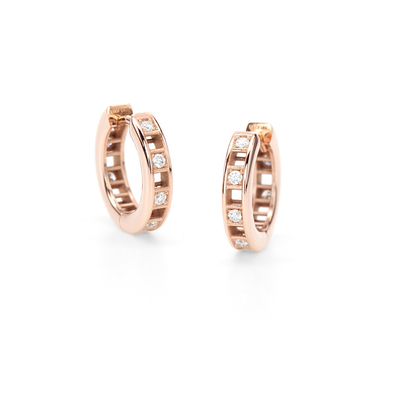 Open-set White Diamond Petite Hoops