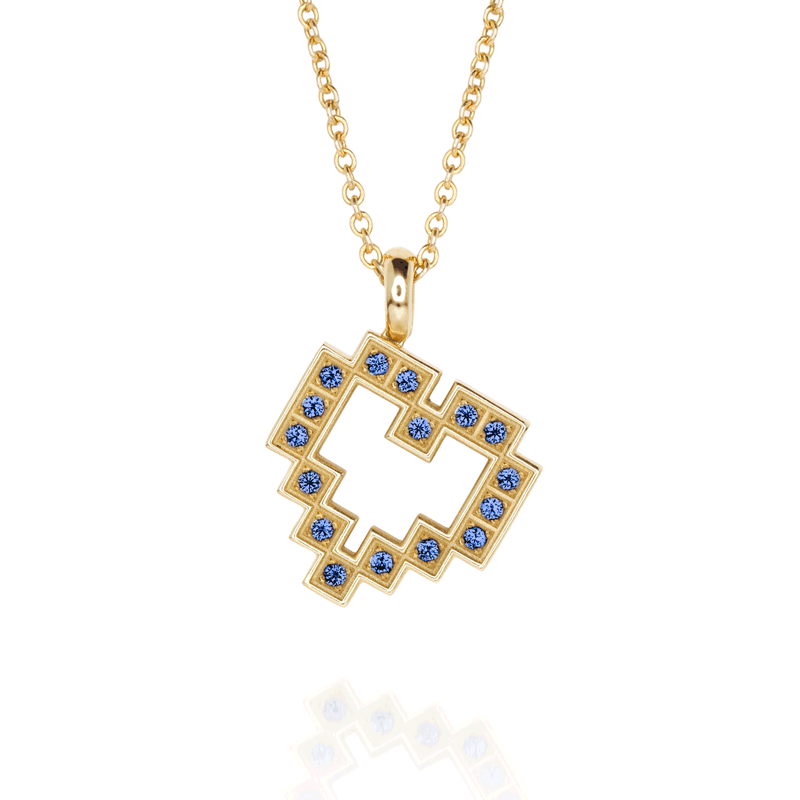 Blue Sapphire X-Stitch Initial Pendant