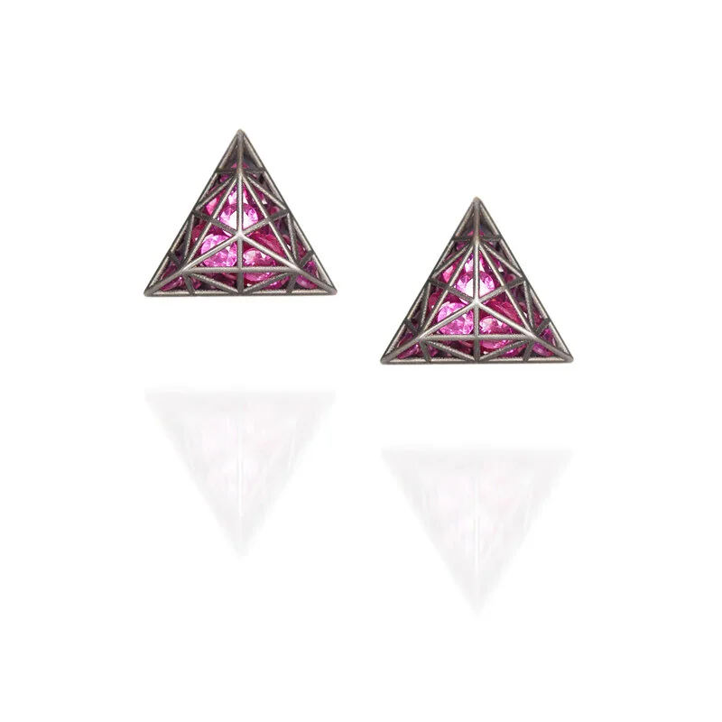 Ruby Triangle Studs