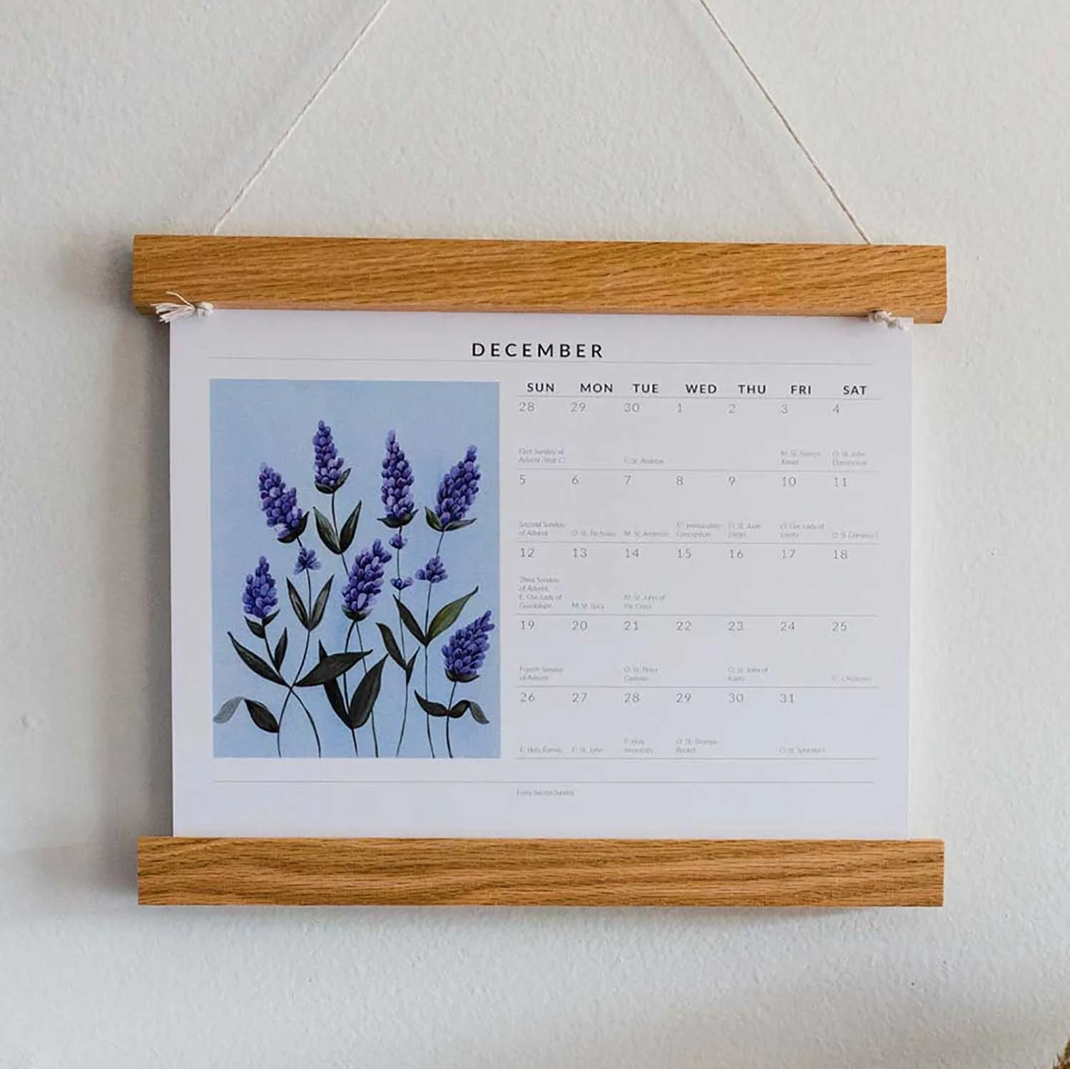 Solid wood hanger with Catholic liturgical calendar — Every Sacred Sunday