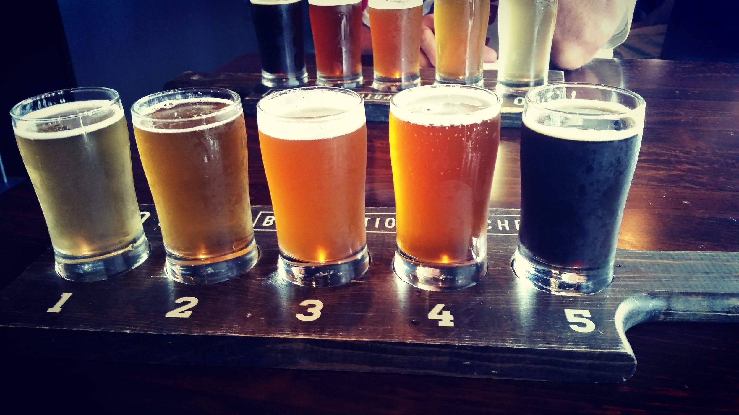 Flight of Lazy Horse Brewing Beers from the "Meet the Brewer" event