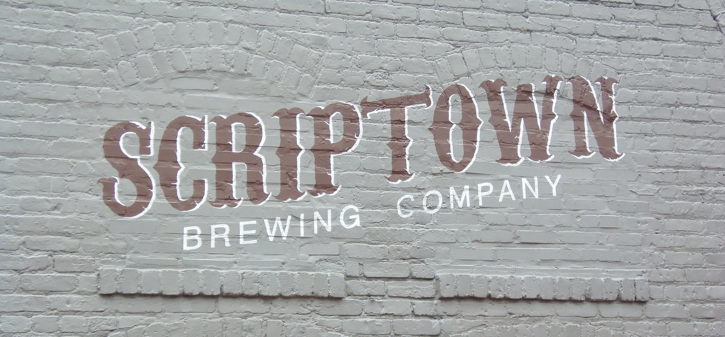 The back of the building where Scriptown letters stand out beautifully on the gray bricks