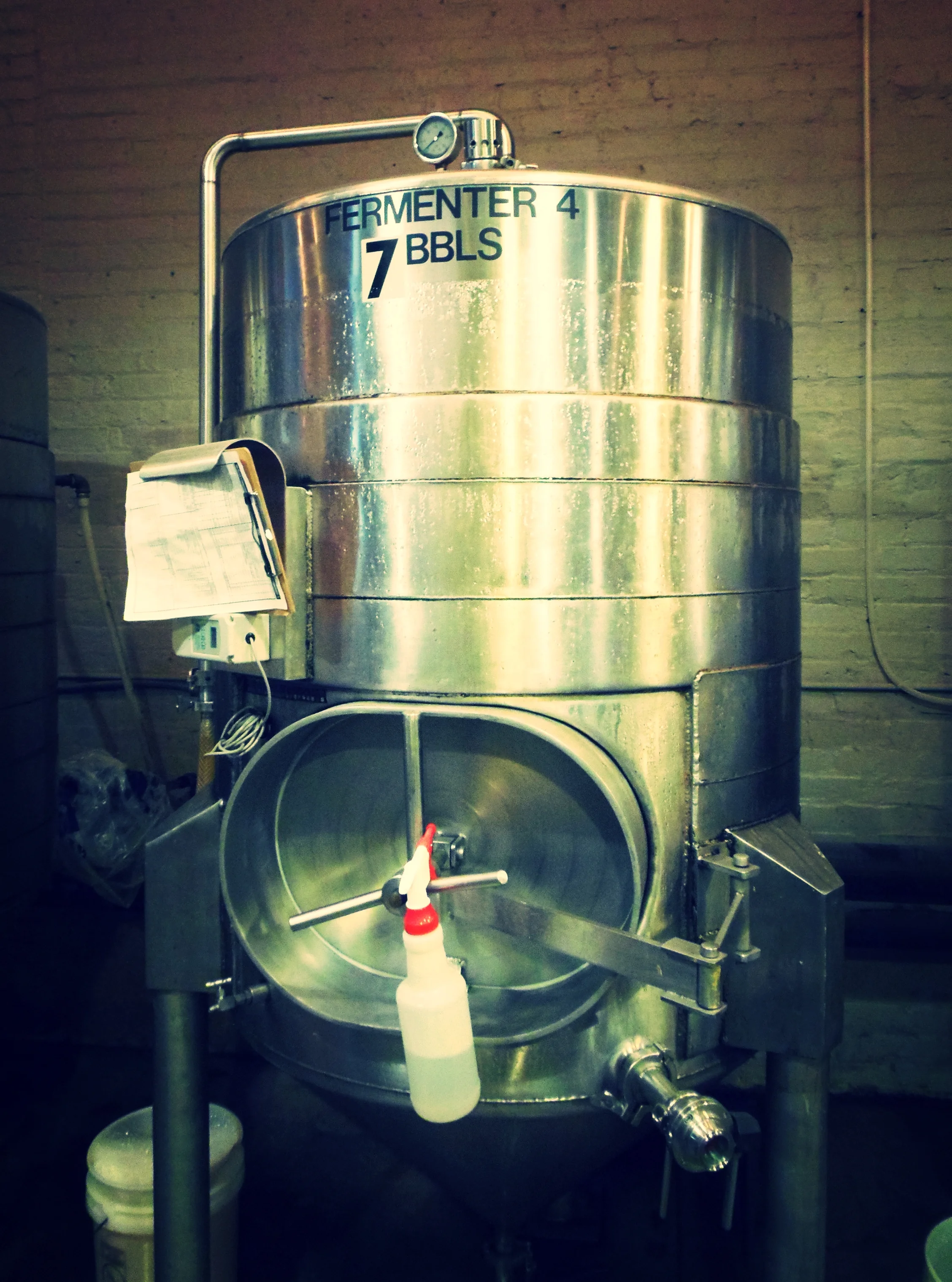 One of the fermenters in the brewery