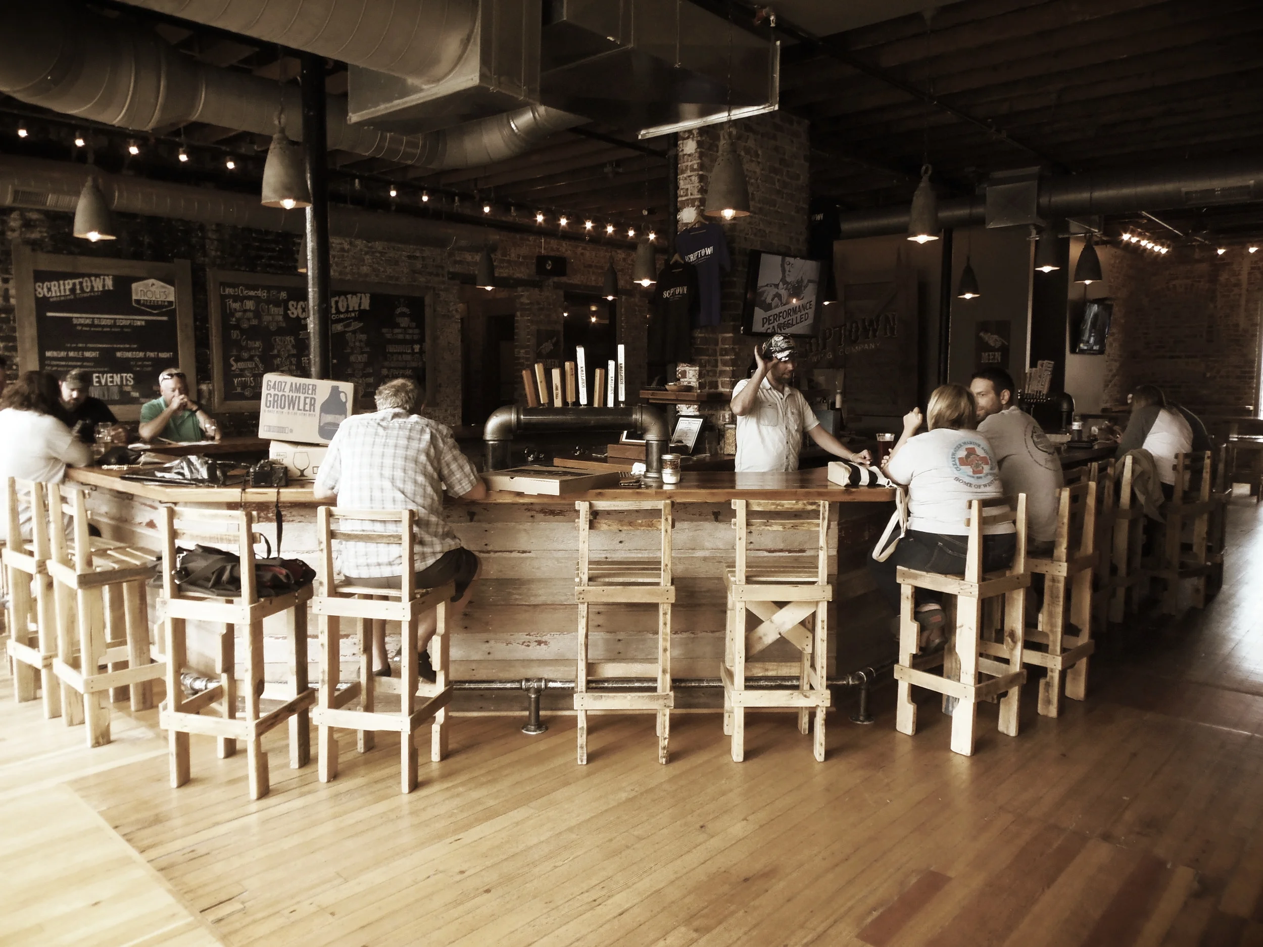 The taproom is beautifully designed to keep the history of the building