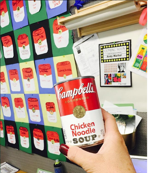 Mrs. Hatfield's class created andy warhol's iconic campbell soup art.