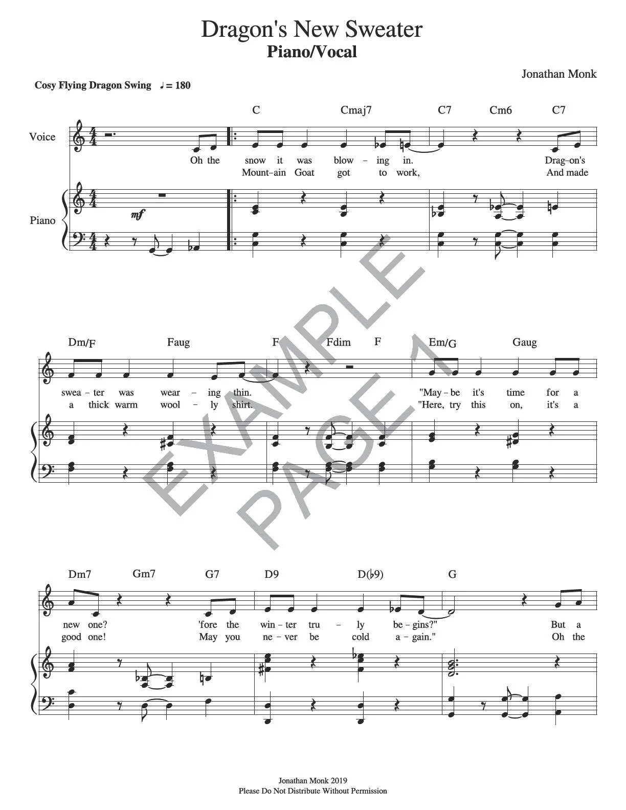 Dragon's New Sweater - Piano/Vocal Sheet Music