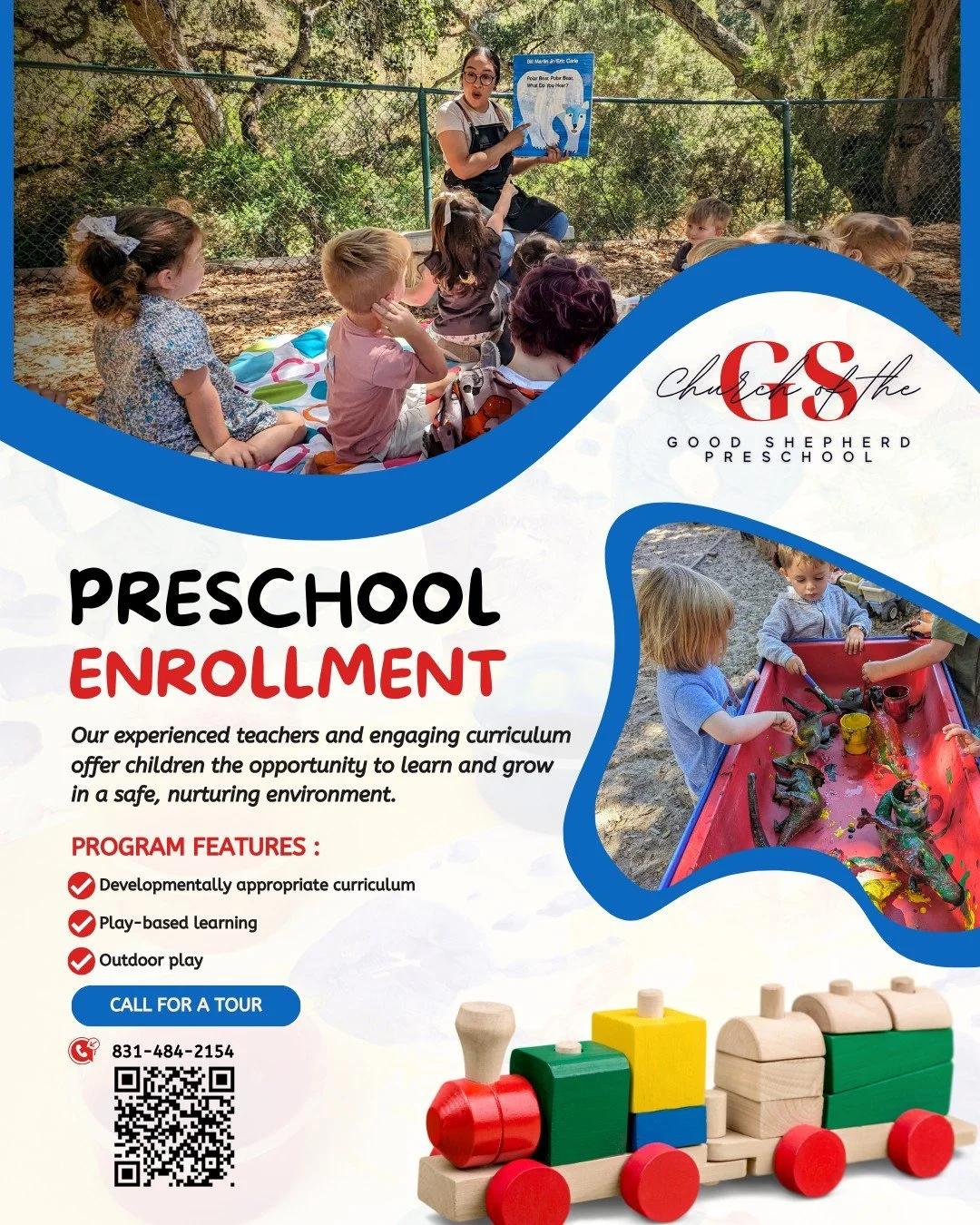 We have a few spots left for our 2026/2027 school year, mainly in our 2.0 to 2.10 classes (3-day &amp; 5-day). Sign up now to secure your spot.  More details here:
https://www.goodshepherdcorral.org/parentresources2627