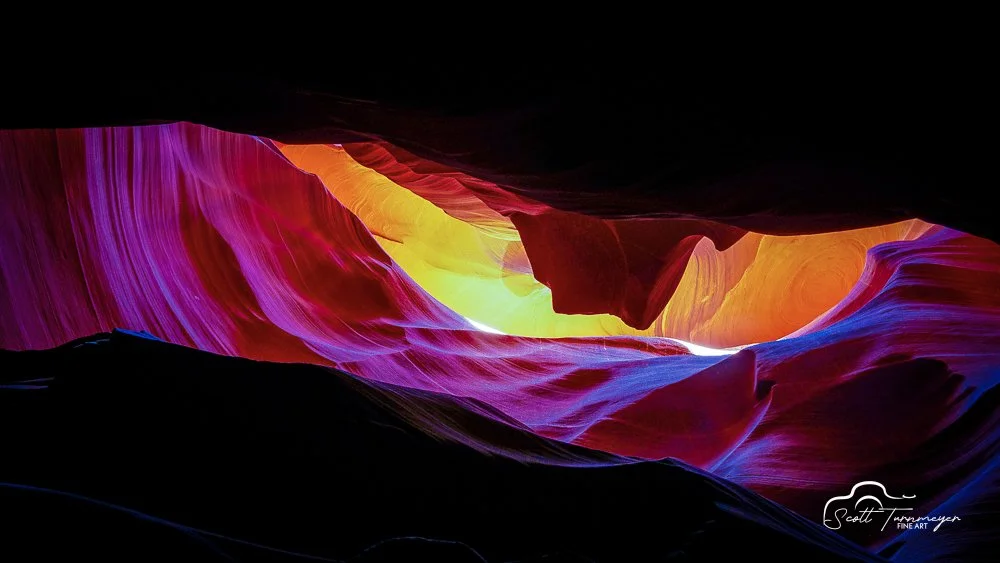 Fine art landscape photography print of Antelope Canyon’s vibrant sandstone formations.