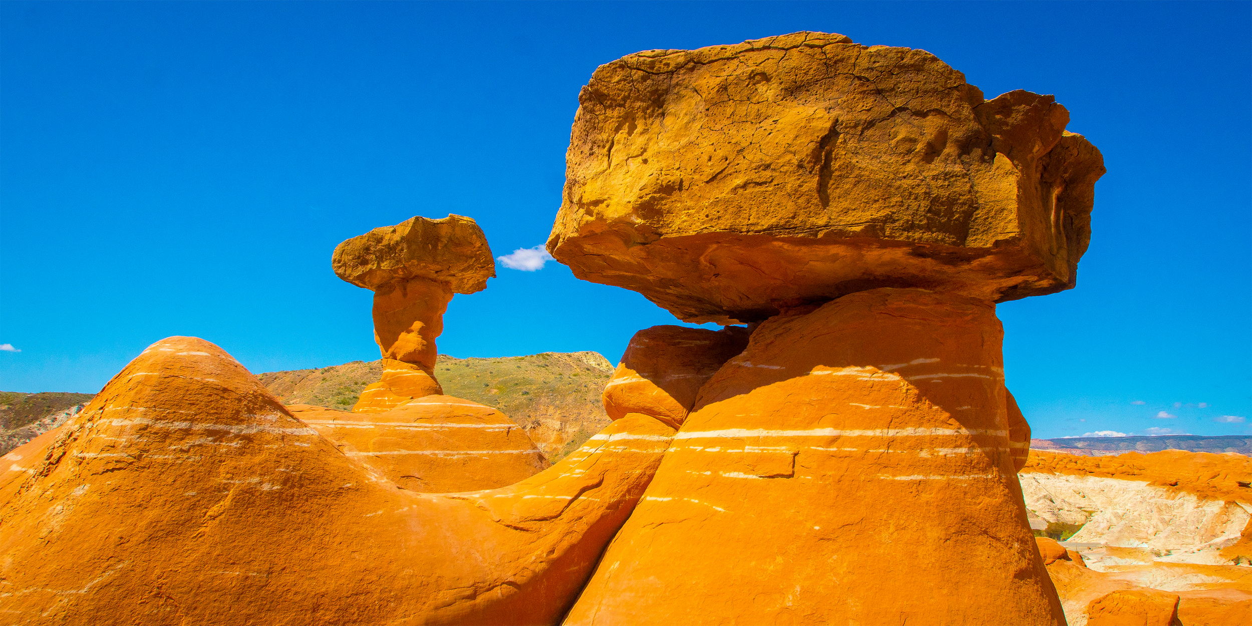 Toadstool Hoodoos rock formations along Highway 89 near Big Water Utah