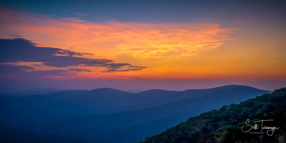 Purple Sunrise photography in the Shenandoah national park by Scott Turnmeyer