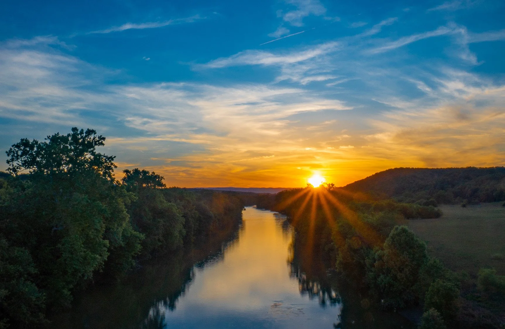 Sunset on the Shenandoah River in Front Royal Virginia