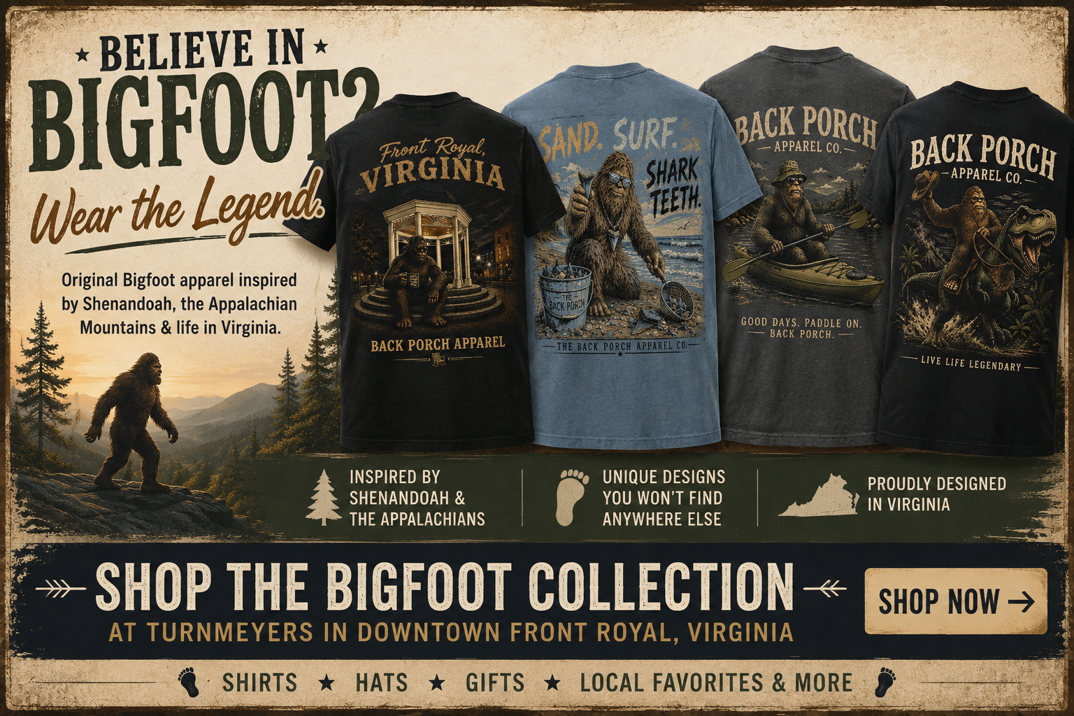 The Bigfoot T-Shirt Collection from Back Porch Apparel