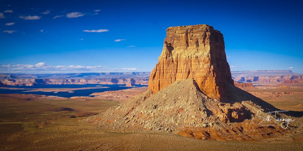 Tower Butte near Page Arizona aerial view during helicopter tour over Glen Canyon