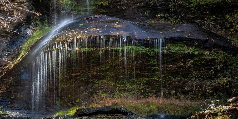 Spring waterfall in Shenandoah National Park with green moss