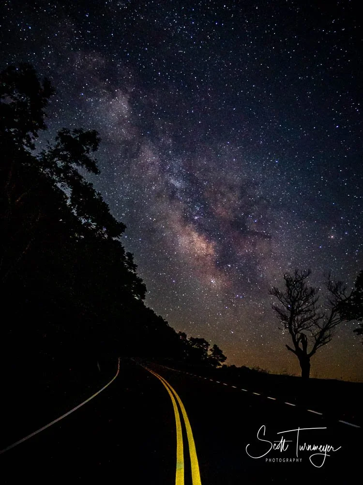 Milky Way over Skyline Drive near Front Royal Virginia in Shenandoah National Park