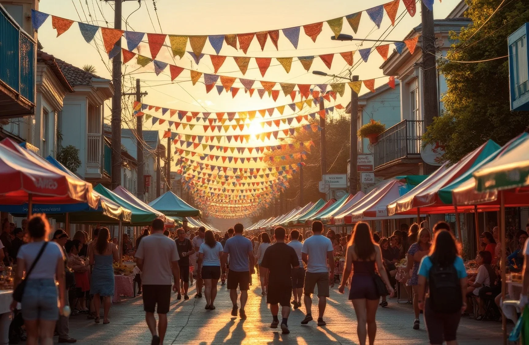 Visitors along a small town Main street