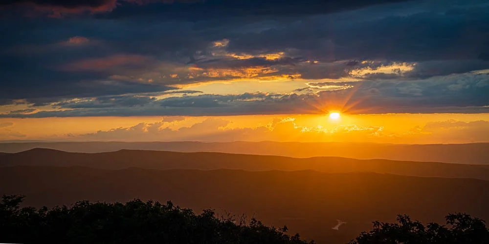 Mountain overlook view from Skyline Drive in Shenandoah National Park Virginia