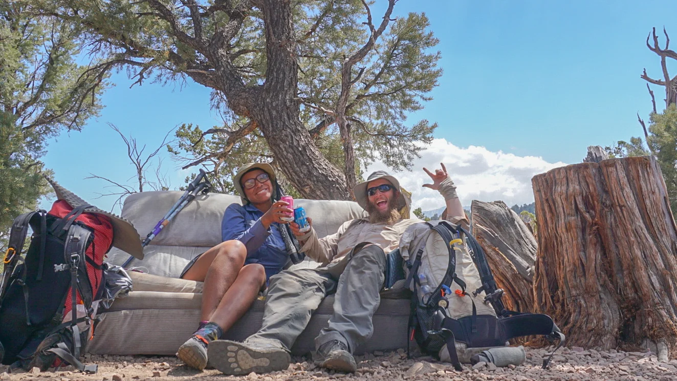 Big Bear Hostel left a soda-cache next to a big comfy couch a few miles before town.