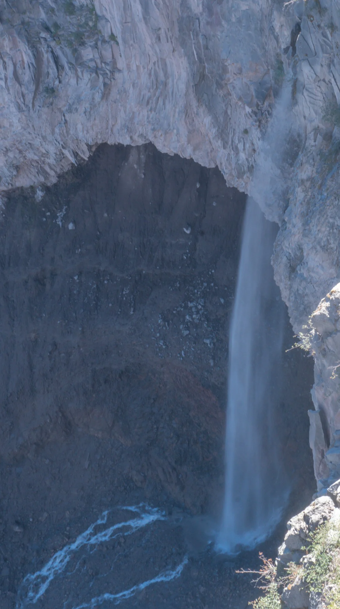 About 100 feet of falls. This photo does no justice for the scale of this scene, check the video below.