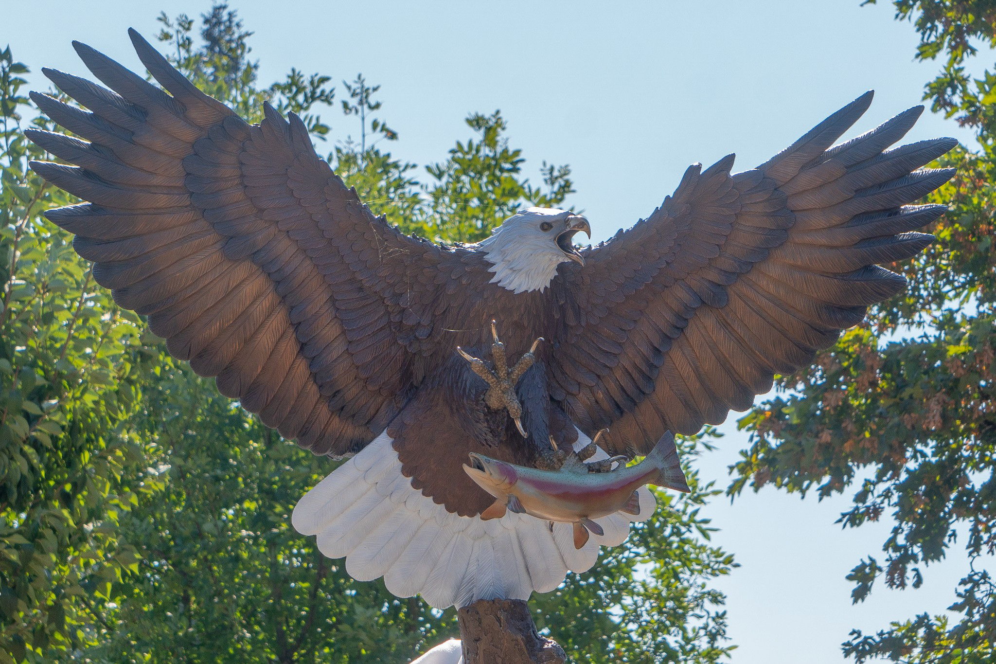 Wood carving by a local artist.