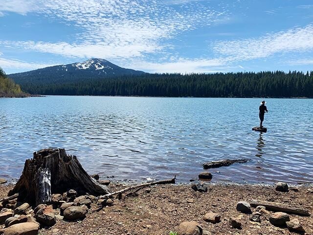 A sunny, relaxed, socially responsible, pre-bday celebration at the lake for @oregonhopper 🎣✨🧁 #thebestday