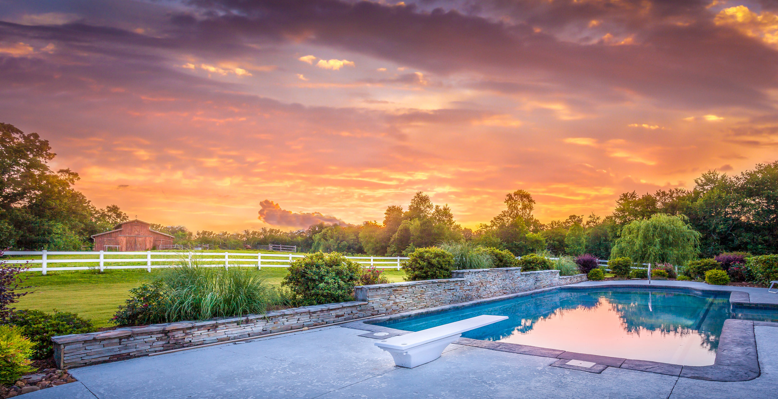 Farm Pool at Sunset by 161 Photography